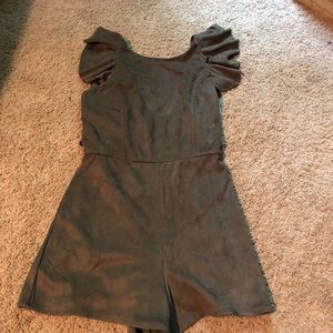 Suede scoop back romper